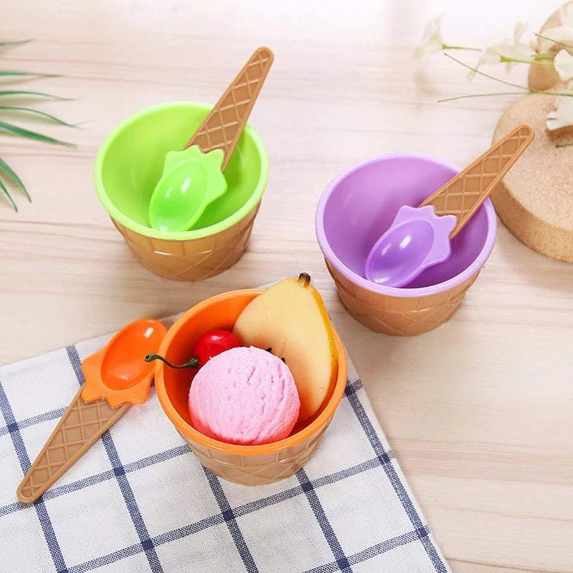 Ice Cream Waffle Bowl Set with Spoon – 2 Units